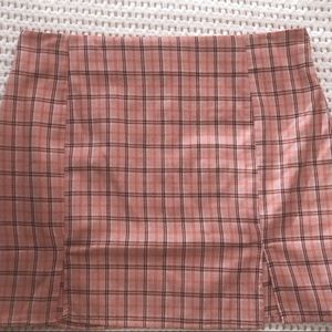 Pink Plaid High-Rise Skirt